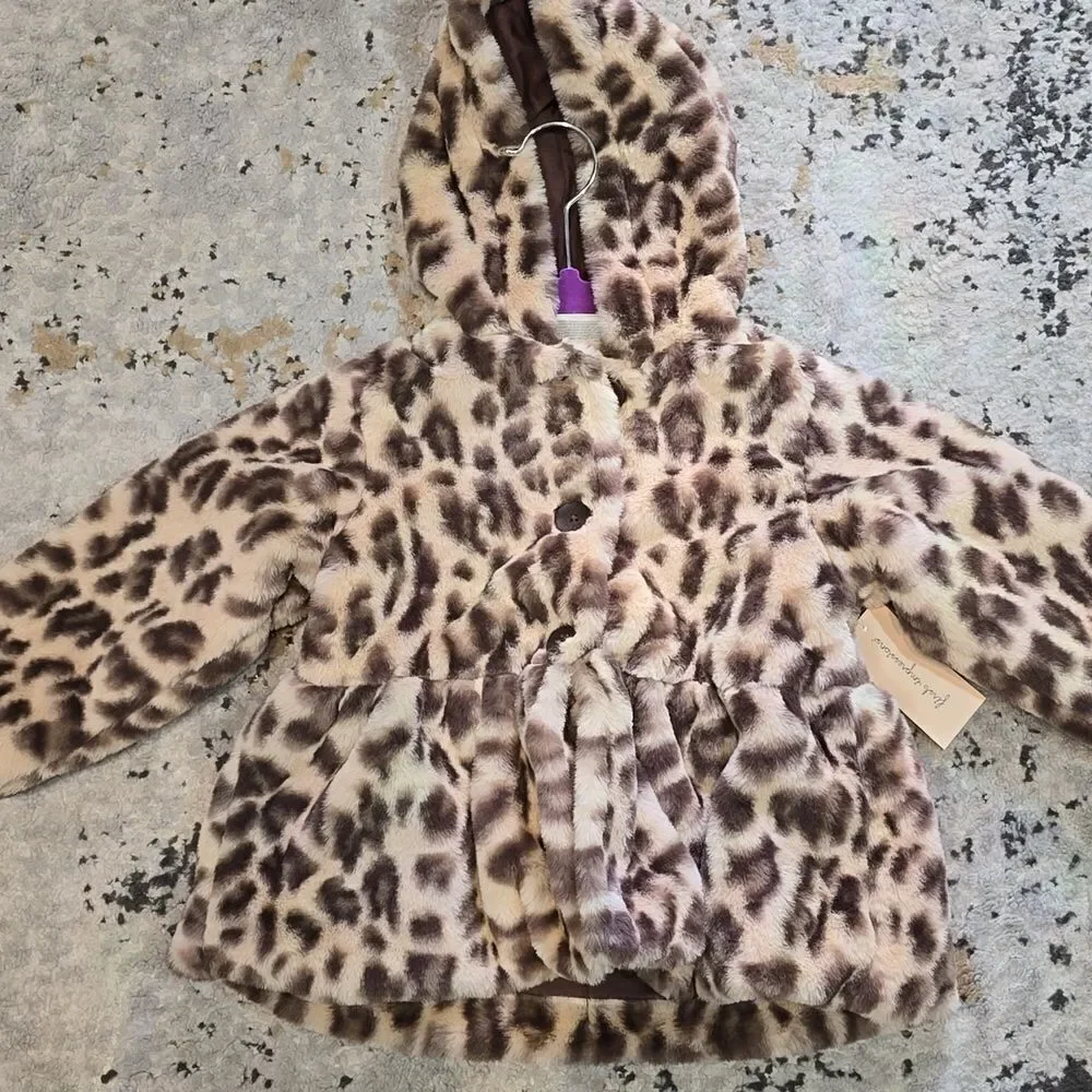 Leopard Faux Fur Coat with Hood